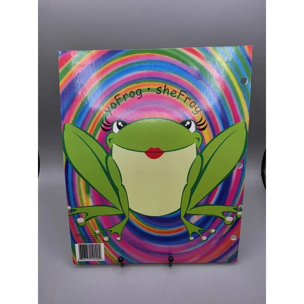 Vintage Neon Rainbow Swirl Frog Pocket Folder Yo Frog She Frog
